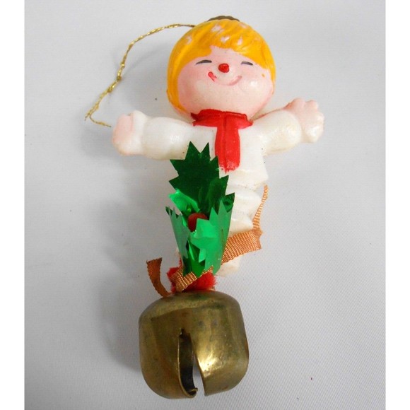 Vintage Christmas Ornament Angel Child Accordion Body Bell 4 Inch - Picture 1 of 3
